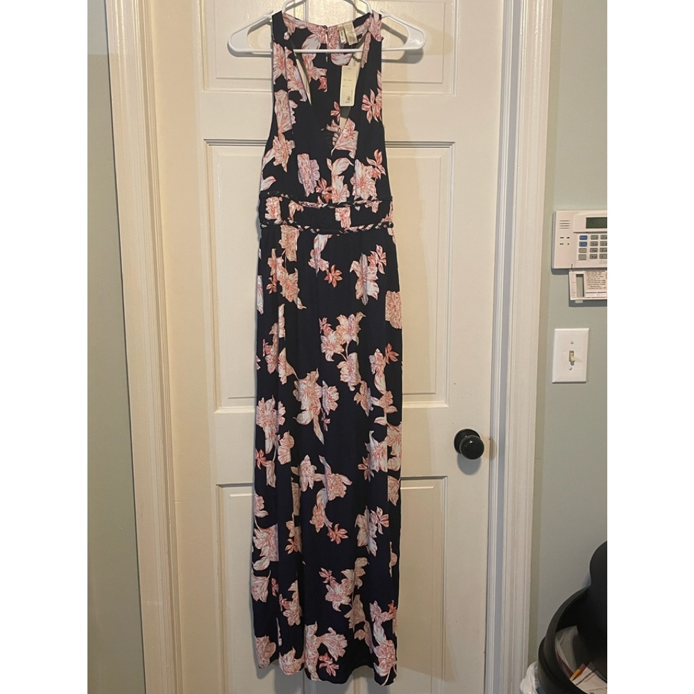 JAPNA NWT Navy Floral Maxi Dress. Size Large